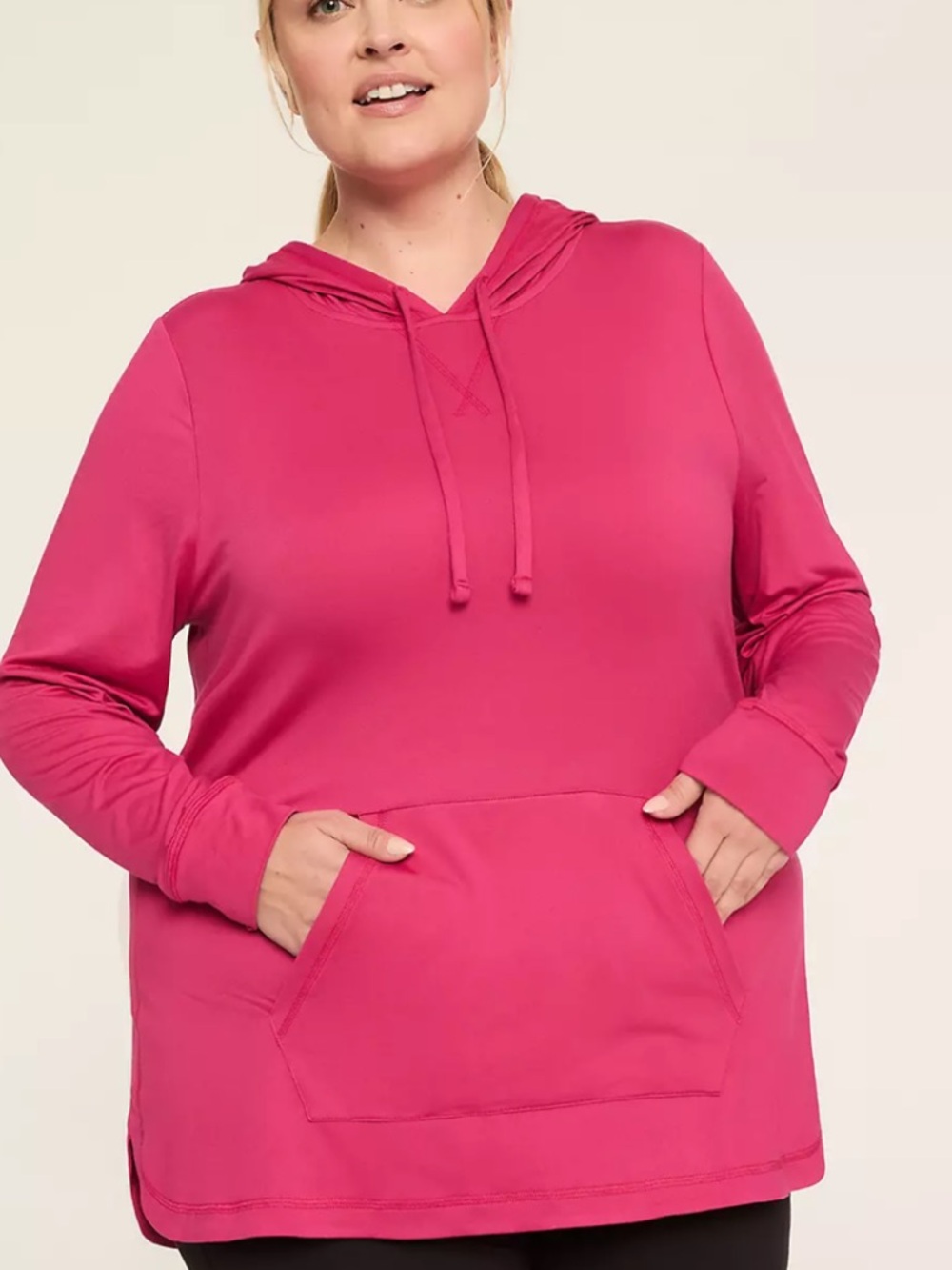 🆕 Lane Bryant LIVI Soft Long-Sleeve Hoodie, hot pink